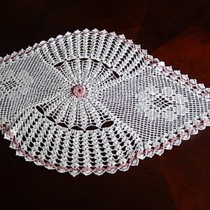 Vintage crocheted lace doily centerpiec 34"X 22"